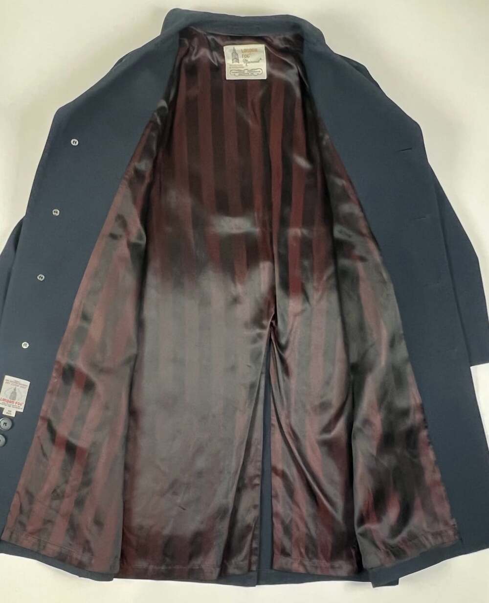 Vintage London Fog Maincoat Dark Blue Overcoat Trench Coat Mens Size 42 Regular - Picture 5 of 8